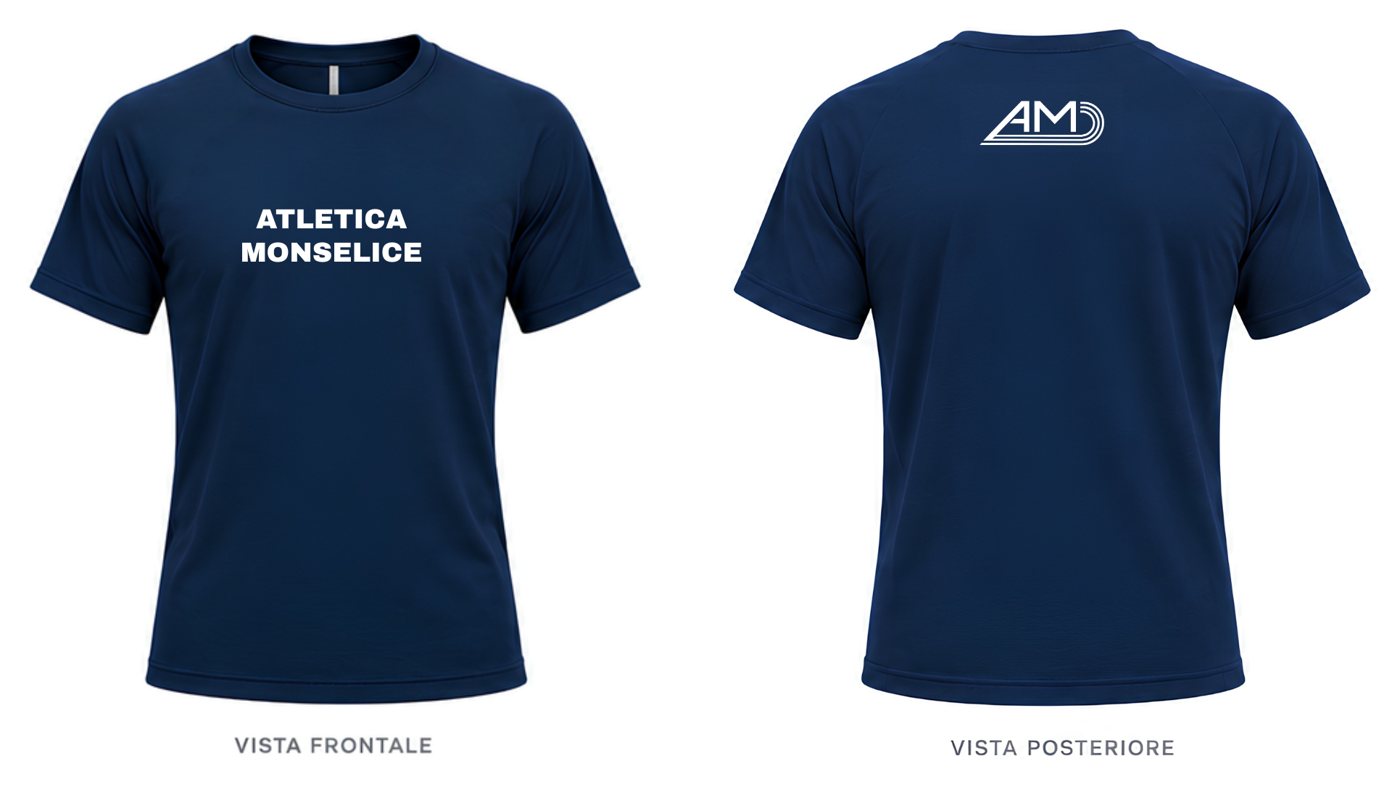 Maglia blu, fronte e retro